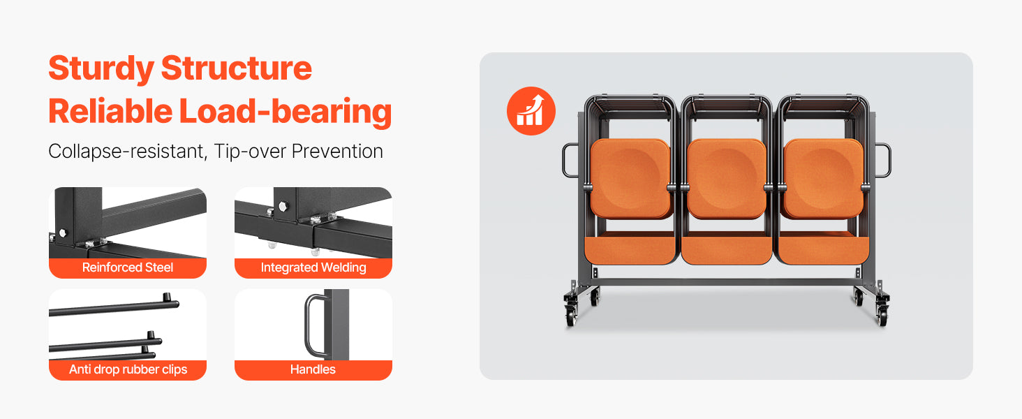400lbs Folding Chair Storage Cart with Wheels for 42 Chairs