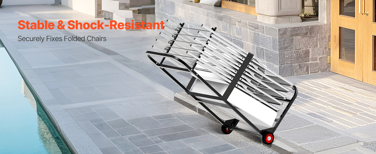 SucceBuy 100LBS Folding Chair Rack Cart Multi-Function Metal Chair Storage Dolly with Wheels Chair Holder for Hanging 10 Chairs