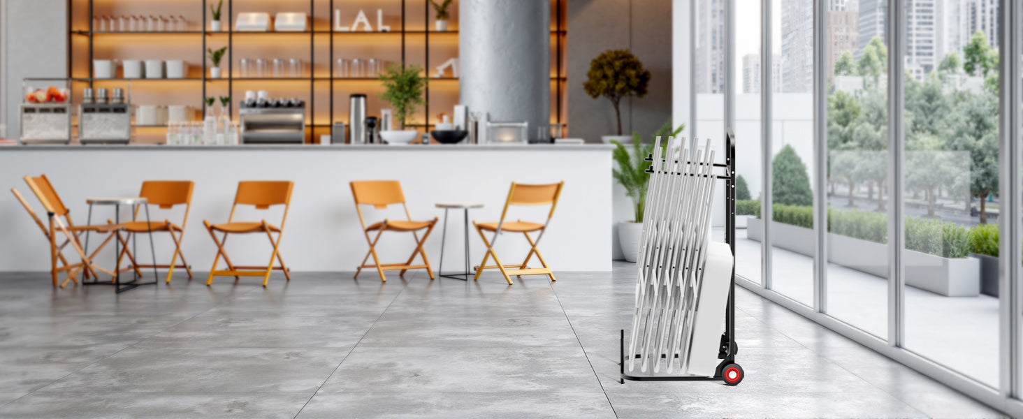 SucceBuy 100LBS Folding Chair Rack Cart Multi-Function Metal Chair Storage Dolly with Wheels Chair Holder for Hanging 10 Chairs