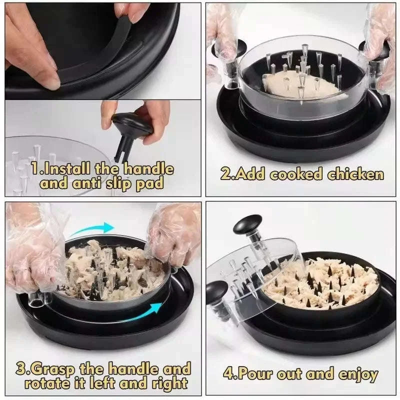 Chicken Shredder Tool with Non-Slip Base and Rotating Handle-rotundity / United States