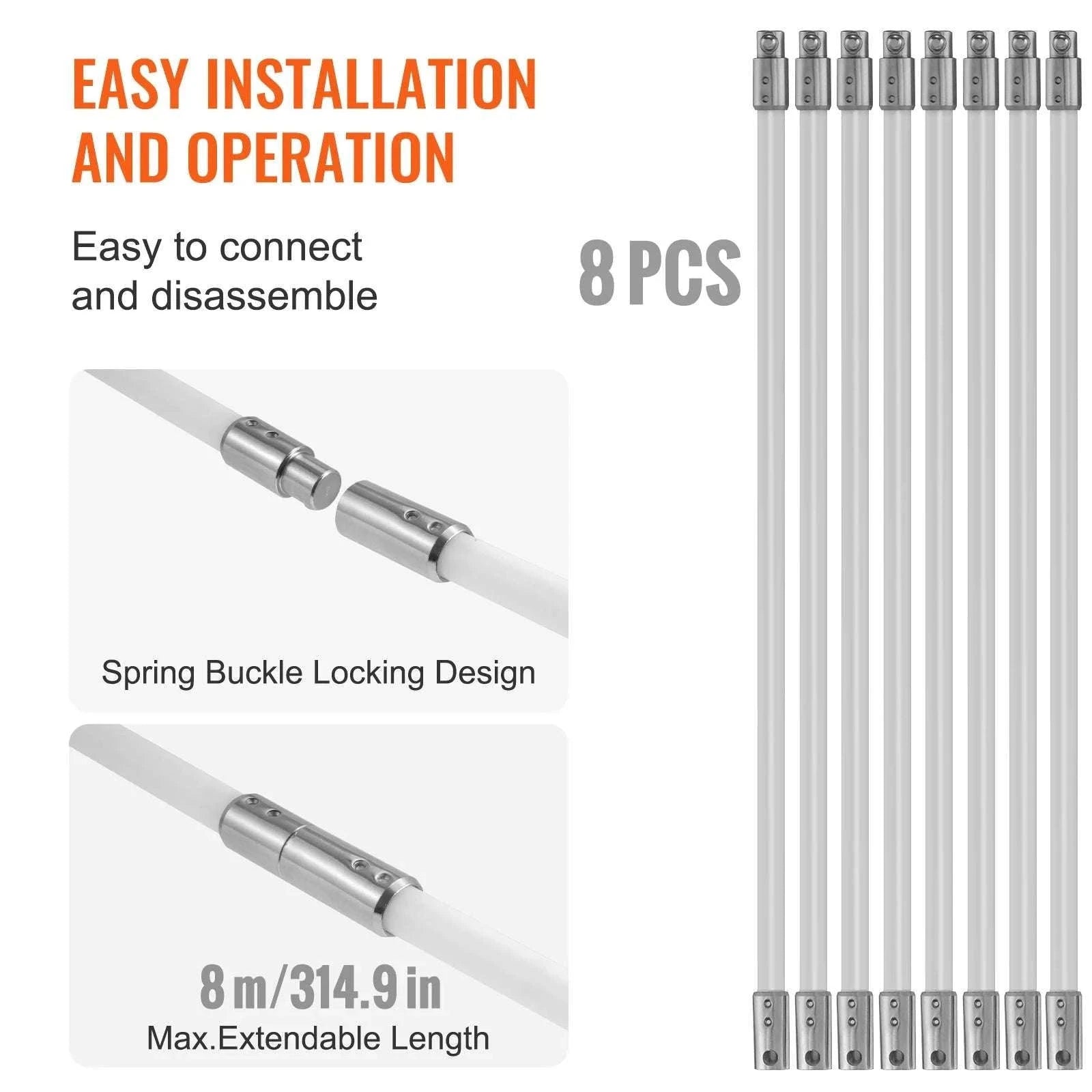 Chimney Sweep Kit with Flexible Nylon Rods & 360° Cleaning Brush-39in 12pcs / United States