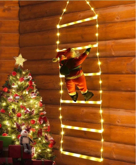 Christmas LED Santa Claus Climbing Ladder Light-1.5M Warm