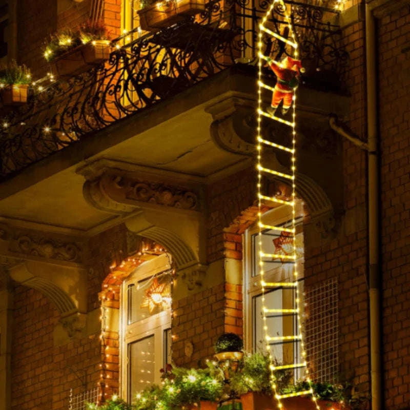 Christmas LED Santa Claus Climbing Ladder Light-1.5M Warm