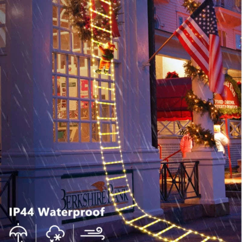 Christmas LED Santa Claus Climbing Ladder Light-1.5M Warm