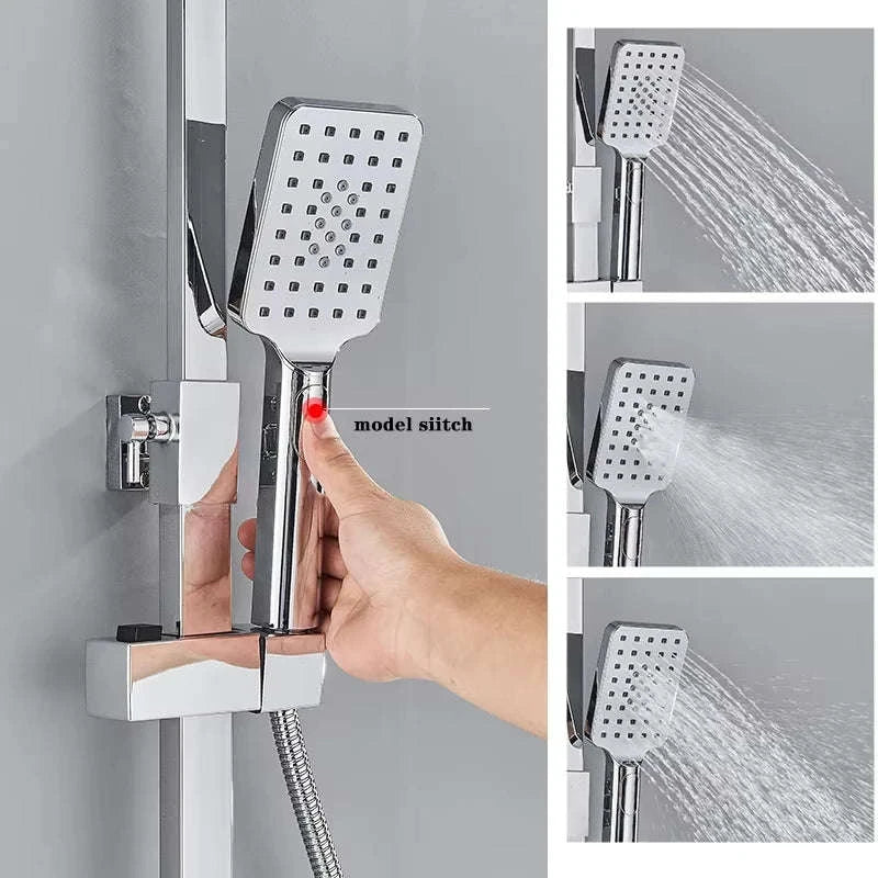 Chrome and Black Brass Shower Faucet System-Black-4Ways-ABS / UNITED KINGDOM