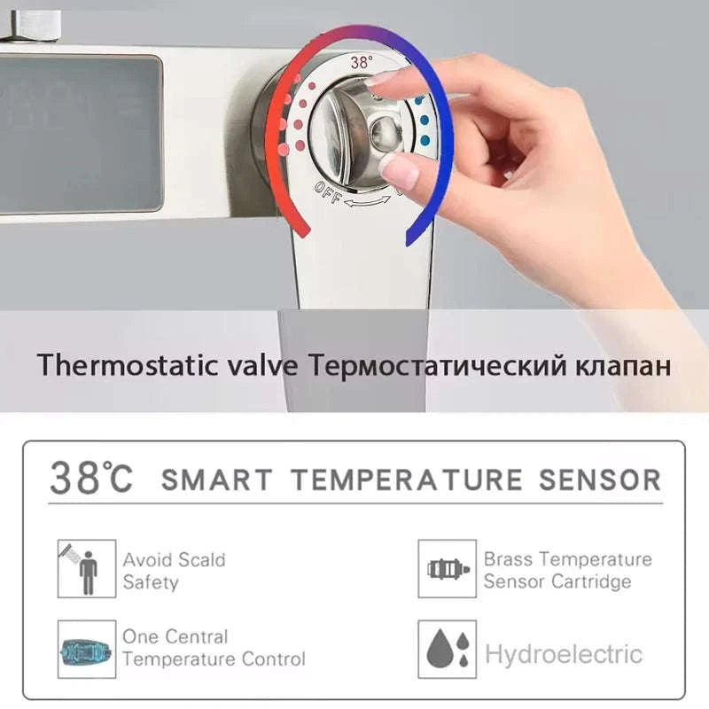 Chrome and Black Brass Shower Faucet System-Black-4Ways-ABS / UNITED KINGDOM