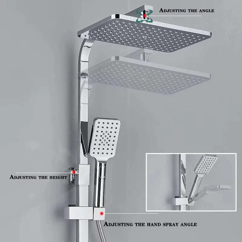 Chrome and Black Brass Shower Faucet System-Black-4Ways-ABS / UNITED KINGDOM