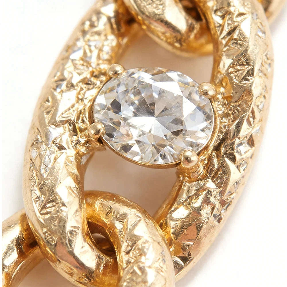 Chunky Gold Curb Chain Necklace with Crystal Accents Adjustable Fit-MY250900015G224