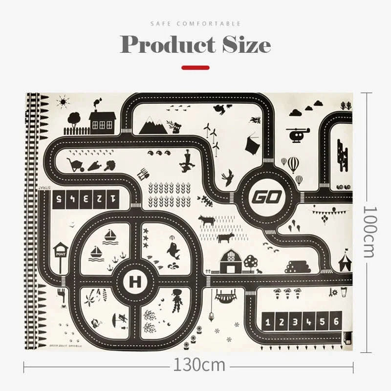 City Road Map Carpet Play Mat-83X58cm road map