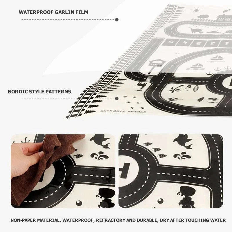City Road Map Carpet Play Mat-83X58cm road map
