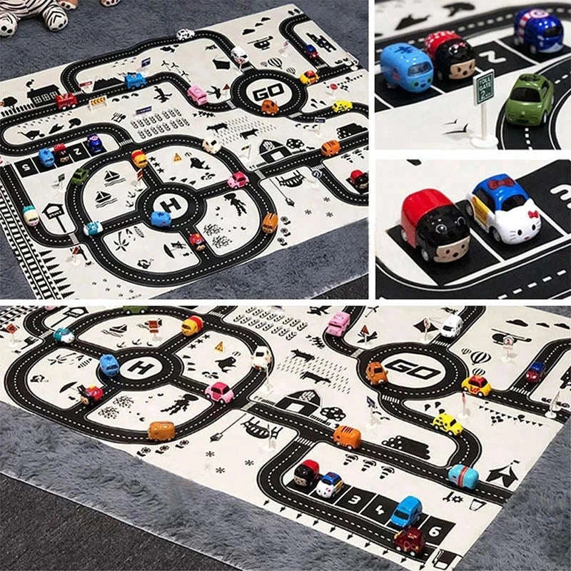 City Road Map Carpet Play Mat-83X58cm road map