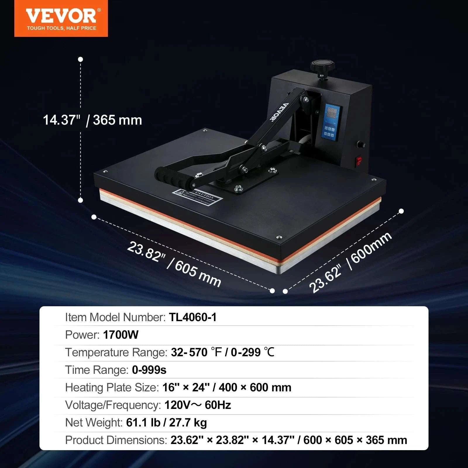 Clamshell Heat Press Machine 15x15–16x24 for T-Shirts & Sublimation-Black 15in x 15in / United States