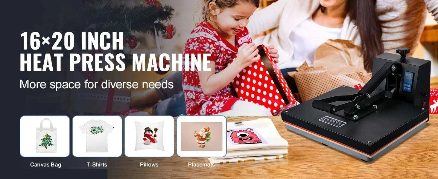 Clamshell Heat Press Machine 15x15–16x24 for T-Shirts & Sublimation-Black 15in x 15in / United States
