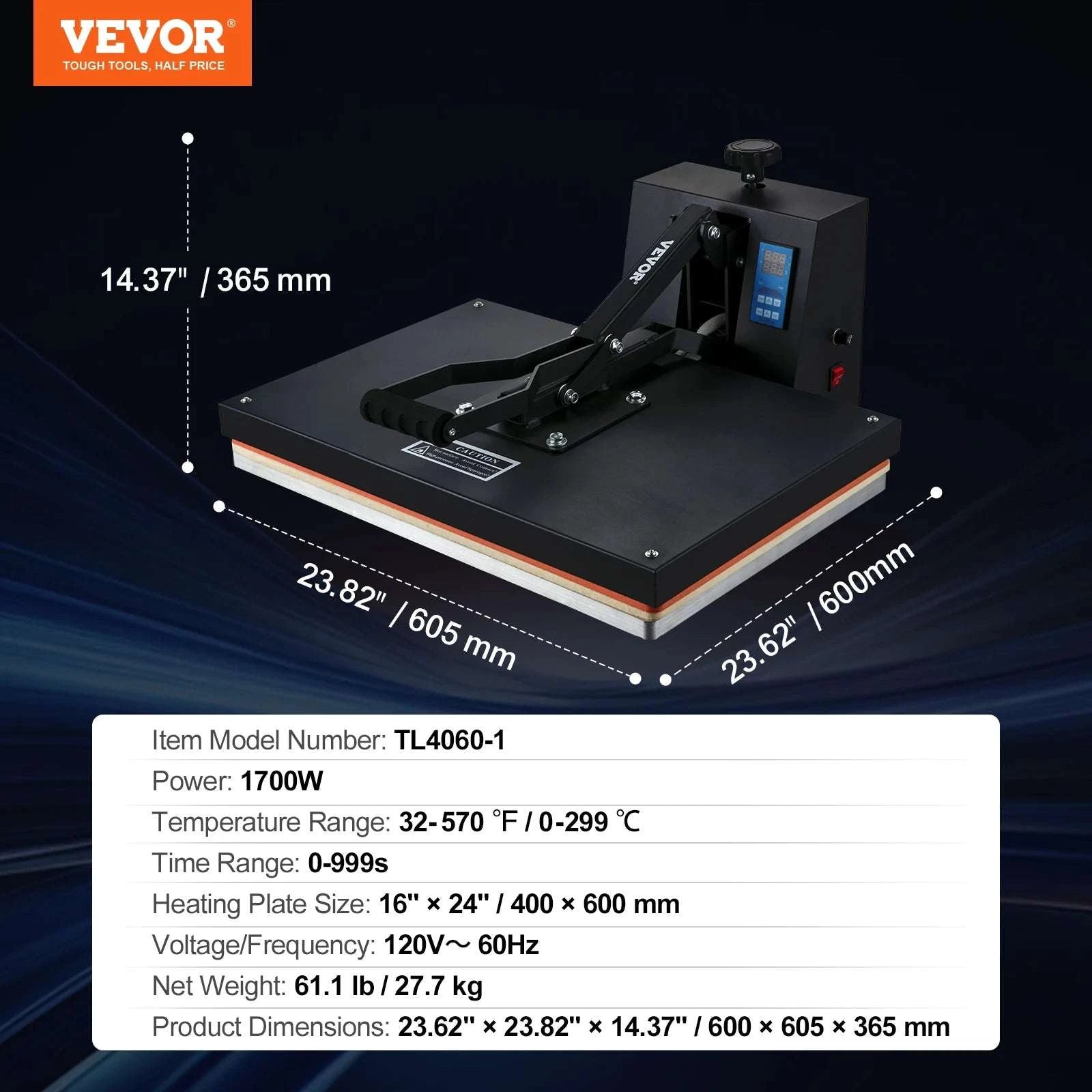 Clamshell Heat Press Machine 15x15–16x24 for T-Shirts & Sublimation-Black 15in x 15in / United States
