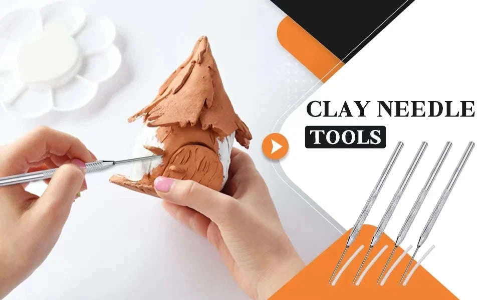 Clay Sculpting Needle & Texture Tool Set for Ceramics and DIY Craft-United States / 4pcs