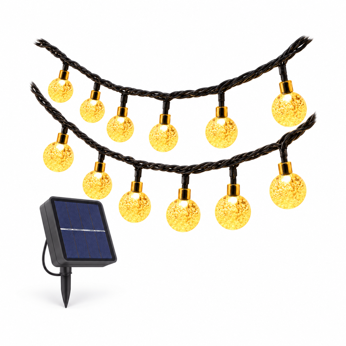 Solar String Lights Outdoor 200 Led Crystal Globe Lights Waterproof Solar Festoon Fairy Light for Garden Christmas Outdoor Decor