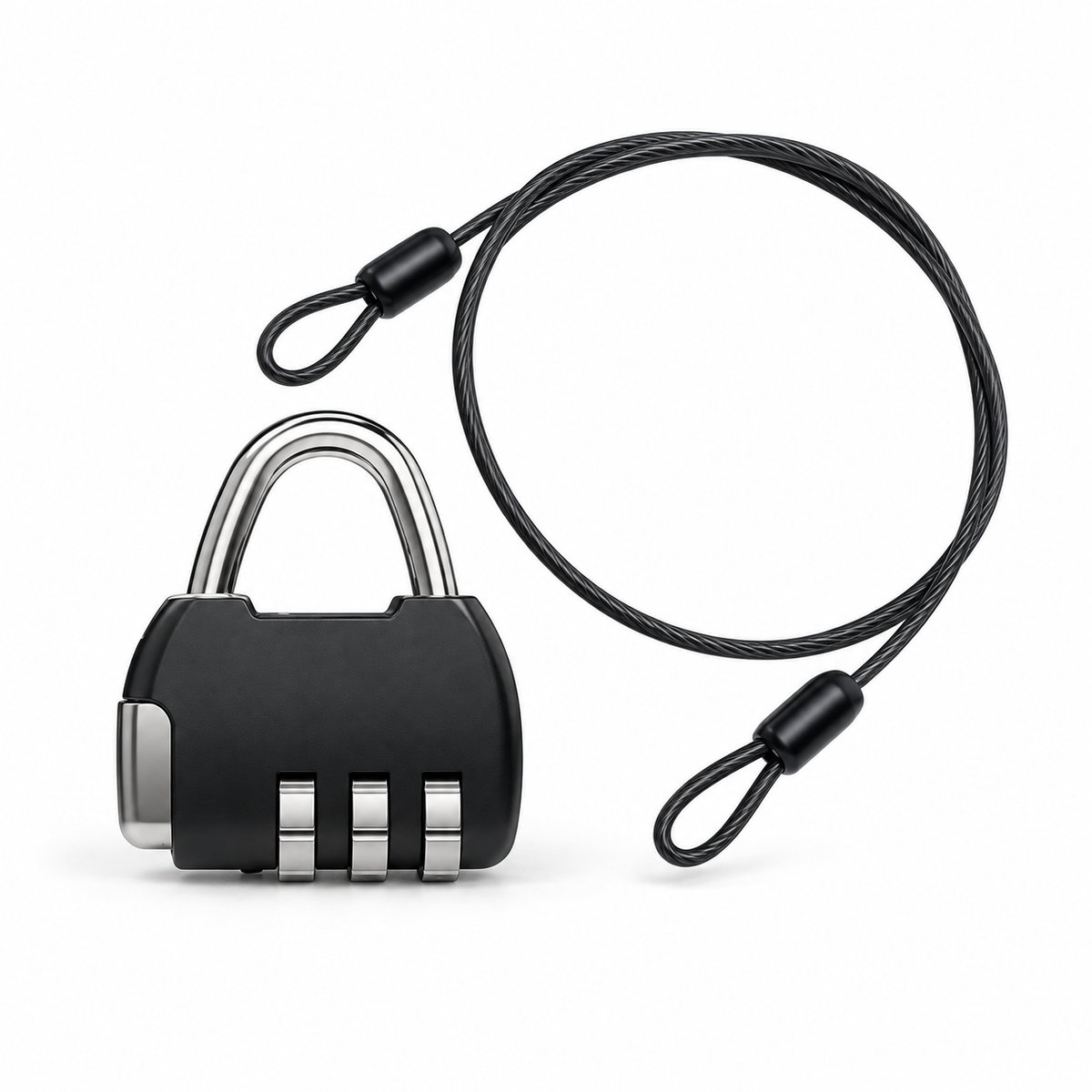 【SY】Security Steel Cable w/3 Digit Combination Lock Travel Padlock 1M Coated Safety Wire Rope Double Loop For Luggage Suitcase