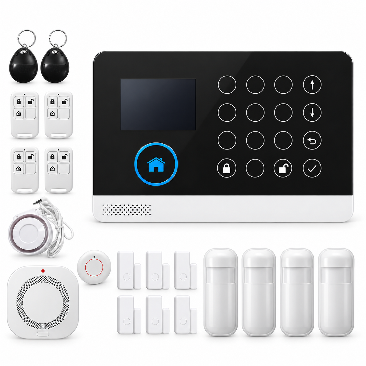 Smart Home WiFi GSM Alarm System for Home with Motion Sensor Wireless Siren Night Vision IP Camera Works with Tuya Support Alexa