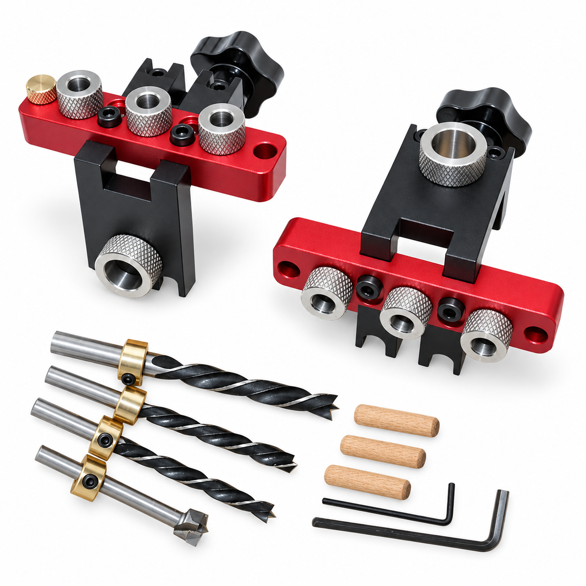 Woodworking 3 In 1 Dowelling Jig Universal Dowel Cam Jig Wood Hole Drilling Guide Locator Adjustable Pocket Hole Jig Kit