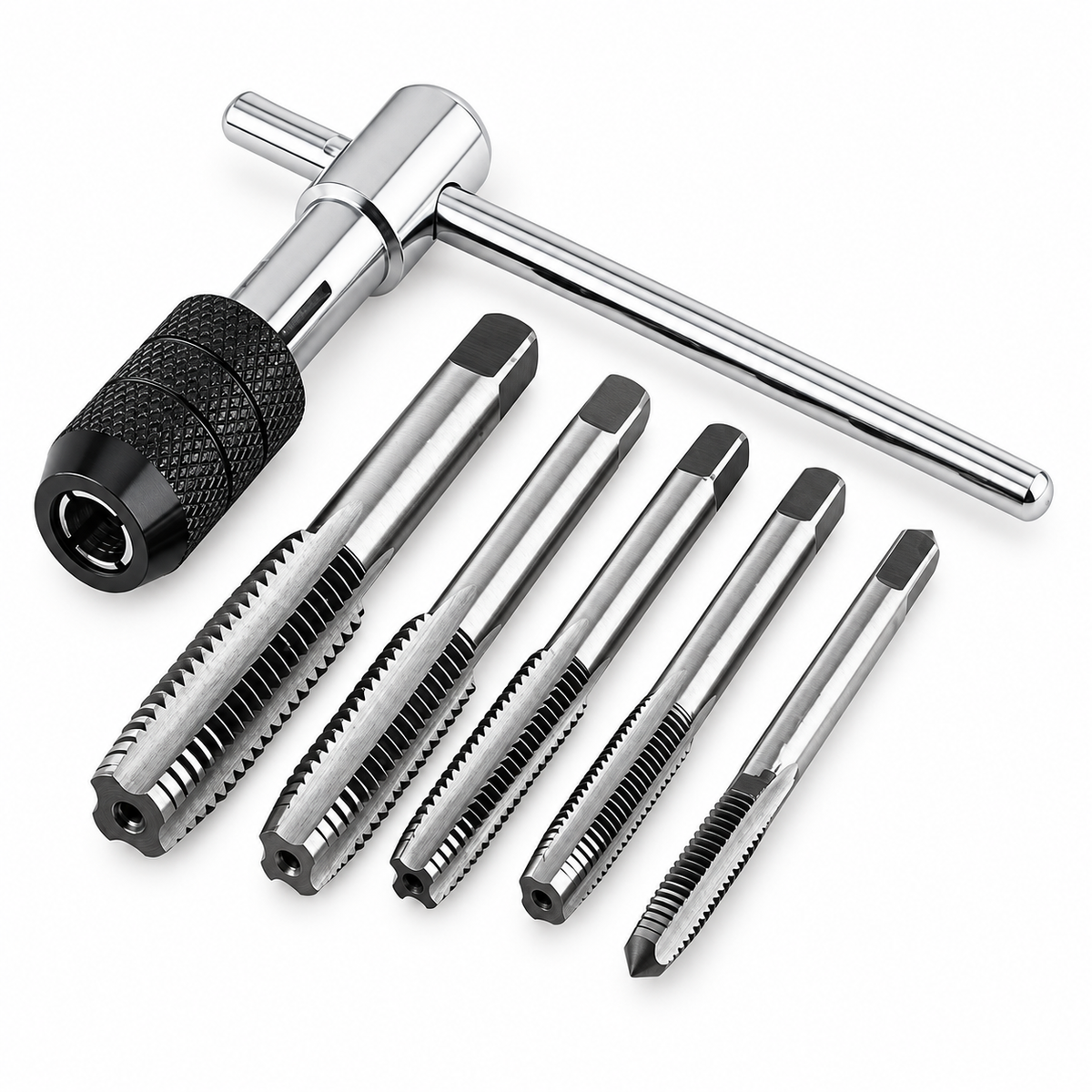 T-Handle Wrench M3 M4 M5 M6 M8 Hand Tap Reamer Thread Tapping Tool Set Adjustable Machine Screw Thread Tapping Drill Bit