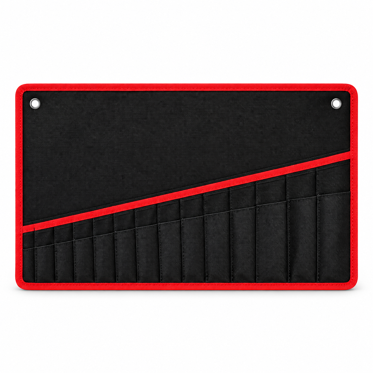 14-Pocket Tool Organizer Roll. Durable Wrench Storage Bag with Portable Handle. Perfect for Garage & Workshop Organization.