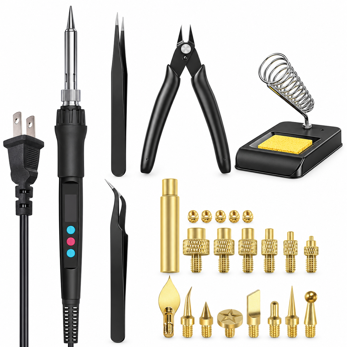 3D Print Finishing Tools Soldering Iron Kit 3D Printing Smoothing Tool Kit Heat Insert Tips Modifying Trimming for 3D Parts