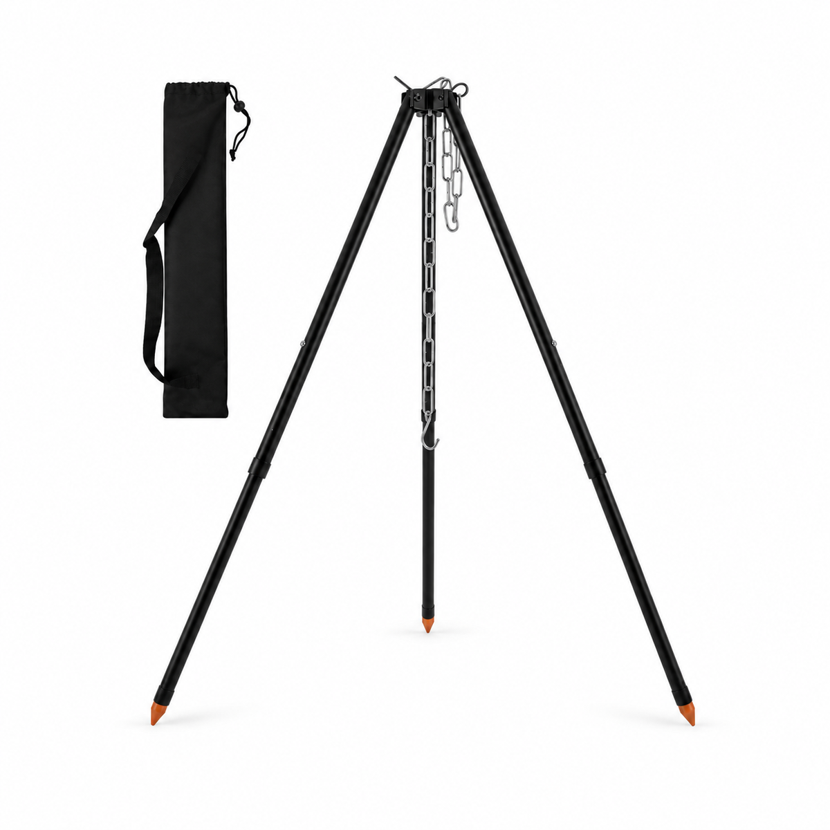 Camping Tripod for Cooking, Portable Adjustable Outdoor Cooking Campfire Tripod Grill with Hanging Chain, Suitable for Cook Camp
