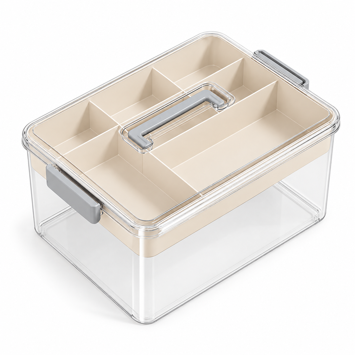 Tool Storage Box, Large Capacity Organizer Case with Removable Dividers, Portable Heavy Duty Plastic Toolbox for Hardware, Works