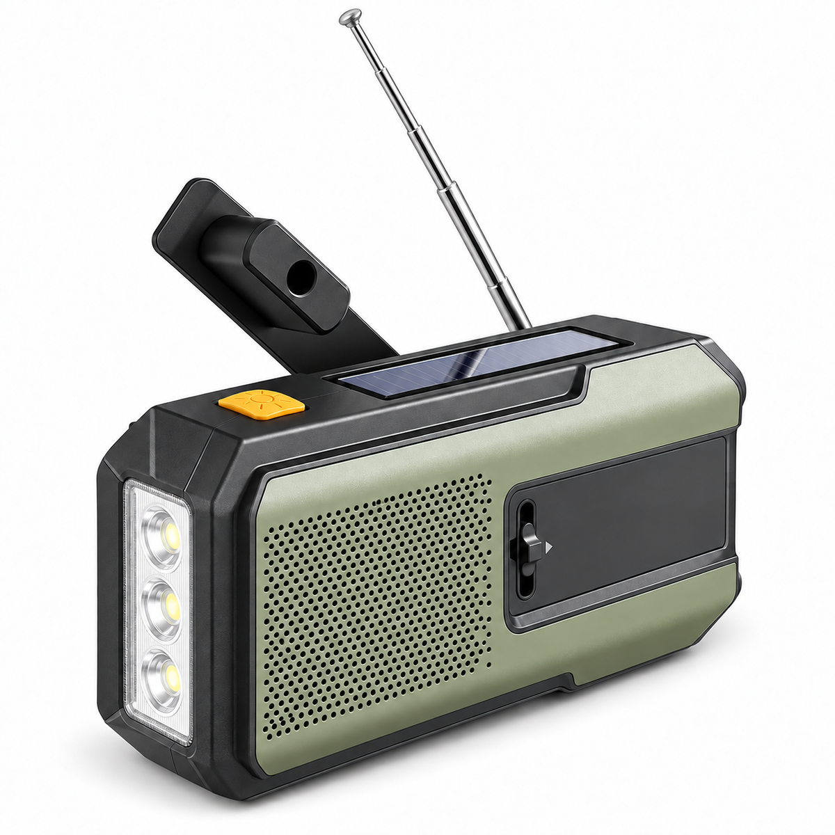 Emergency Portable Hand Crank NOAA Weather Radio,Solar Powered,AM/FM,SOS Alarm,3 LED Flashlight 2000mAh Rechargeable Power Bank