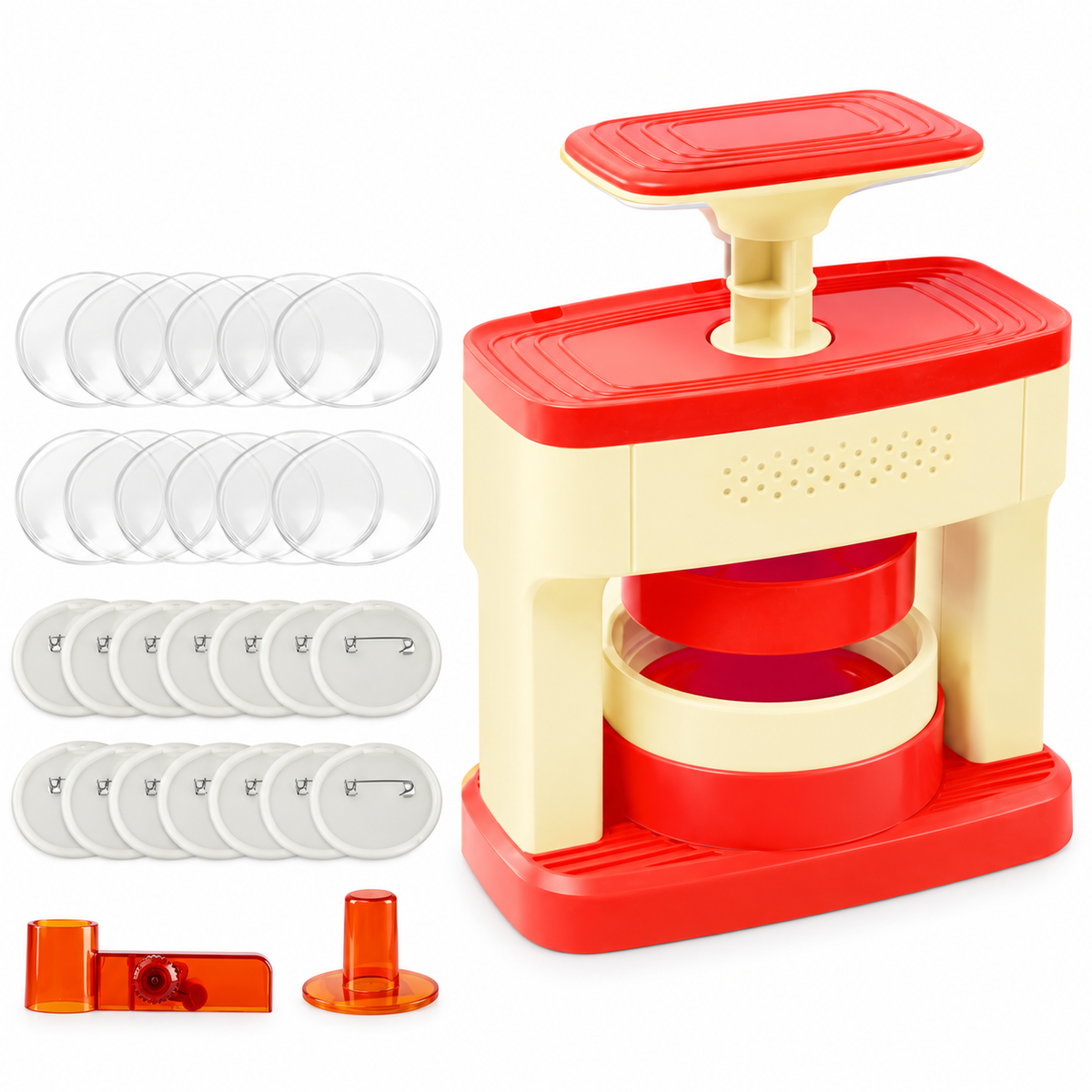 Button Maker Machine 55mm Pin Badge Maker Machine DIY Badge Punch Press Kit with 48 pcs Button Parts Perfect for School Projects