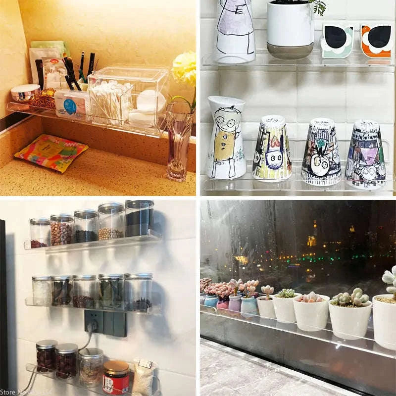 Clear Acrylic Floating Shelf-L 20cm x 10cm