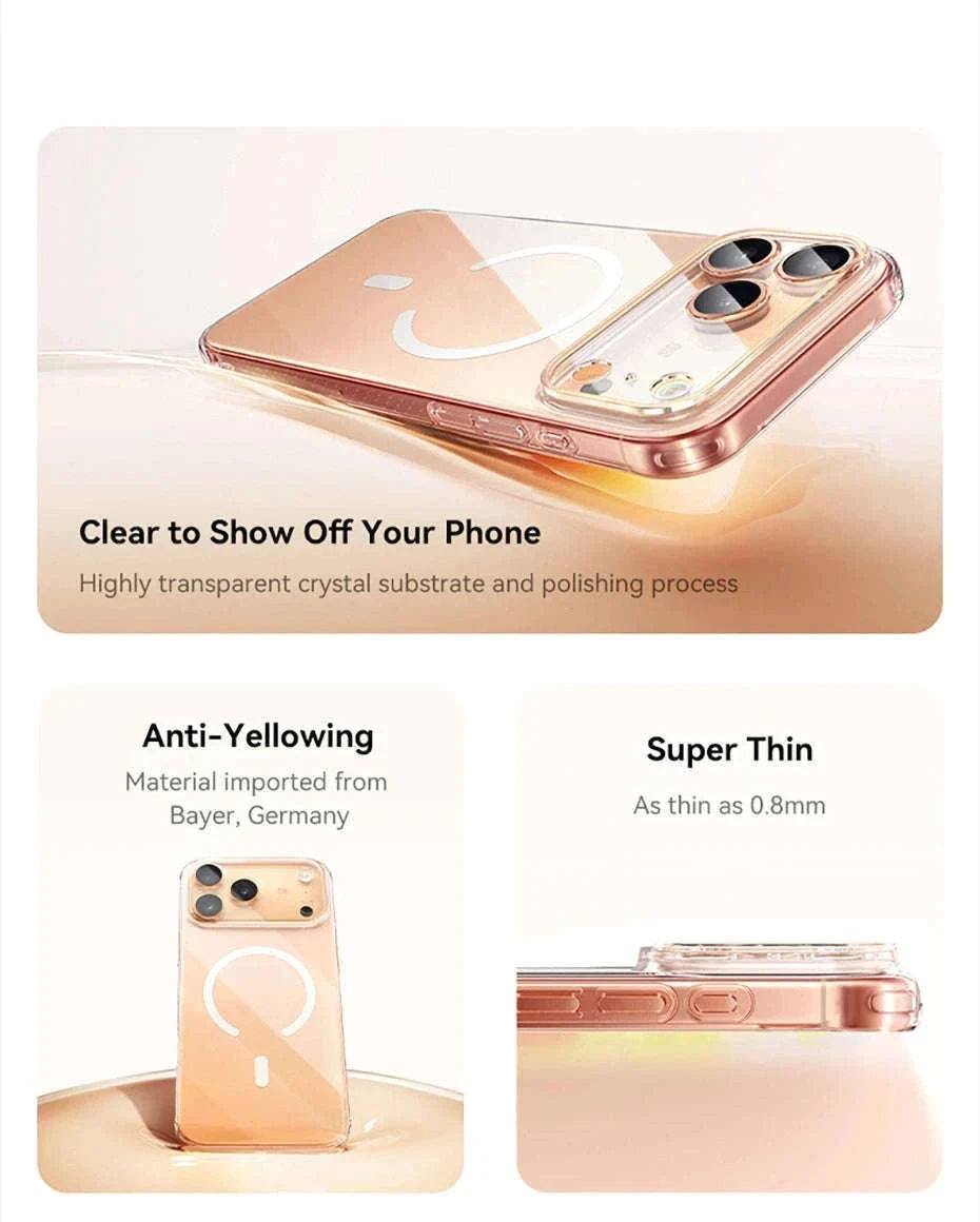 Clear Magnetic iPhone 17 Case with MagSafe Slim Anti-Yellow Cover-Clear PC Case / iPhone17 Pro