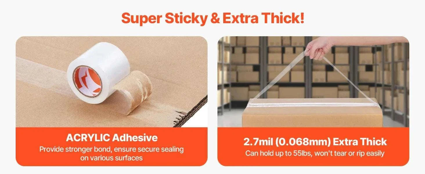 Clear Packing Tape 6 Rolls with Dispenser 2.7 Mil Heavy Duty-6pcs / United States