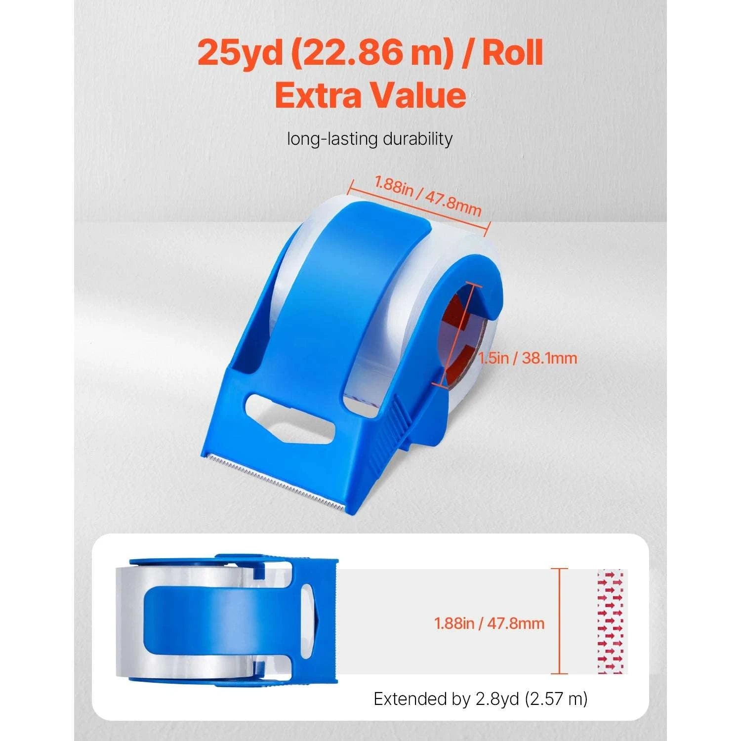 Clear Packing Tape 6 Rolls with Dispenser 2.7 Mil Heavy Duty-6pcs / United States