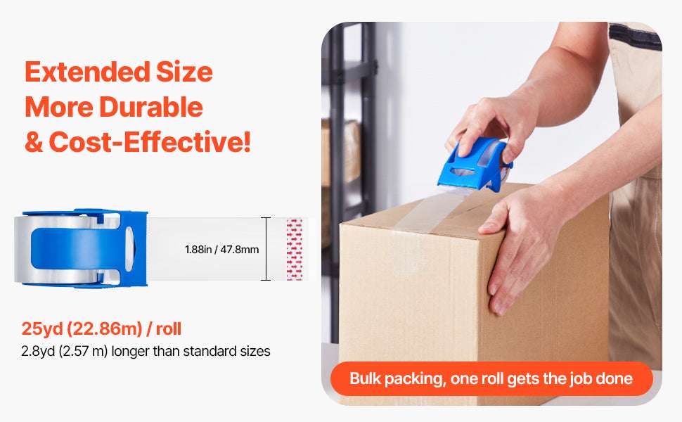 Clear Packing Tape 6 Rolls with Dispenser 2.7 Mil Heavy Duty-6pcs / United States