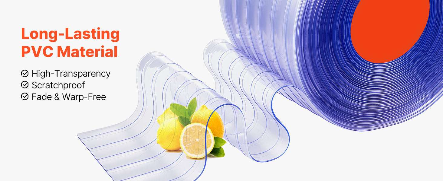 Clear PVC Strip Curtain Roll 12in Wide for Garage & Freezer Doors-101ftx12inch / United States