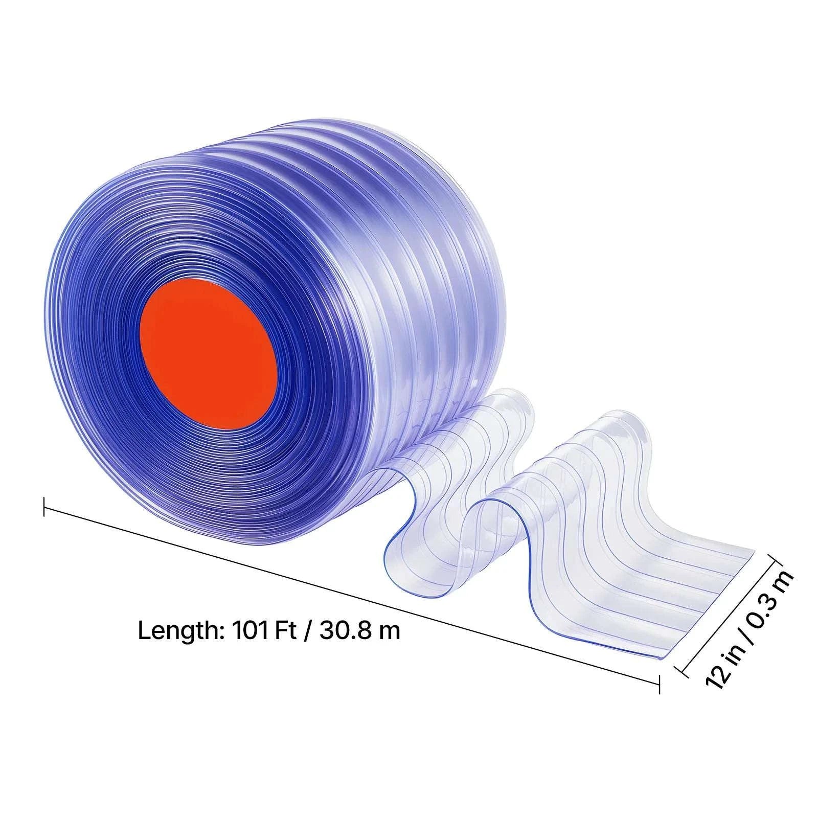 Clear PVC Strip Curtain Roll 12in Wide for Garage & Freezer Doors-101ftx12inch / United States
