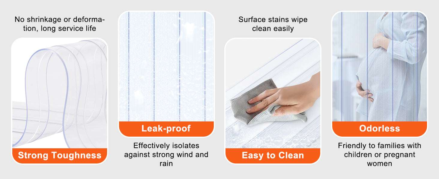 Clear PVC Strip Curtain Roll 150–164 ft Ribbed Door Strips-150 ft x 8 in / GERMANY