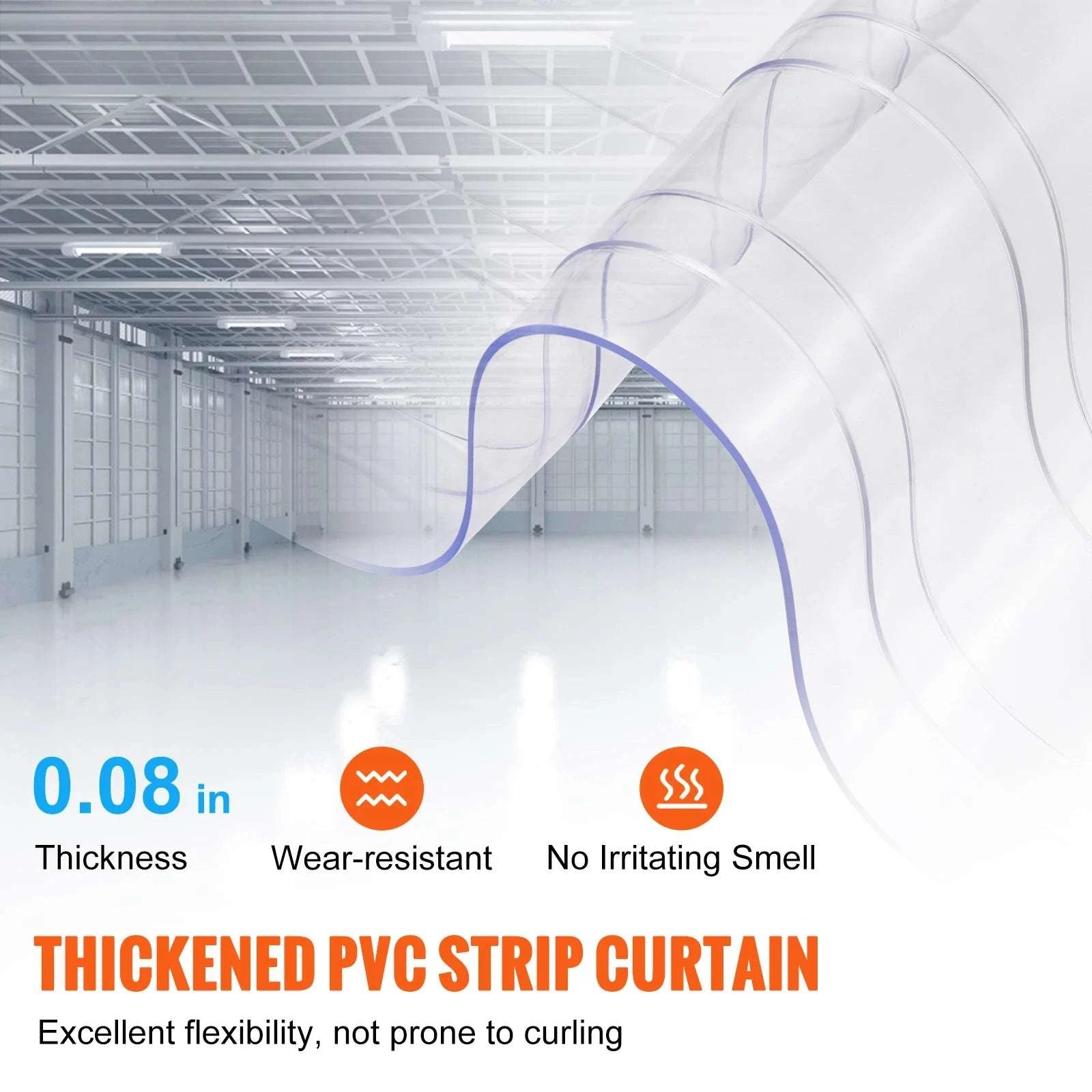 Clear PVC Strip Curtain Roll 150–164 ft Ribbed Door Strips-150 ft x 8 in / GERMANY