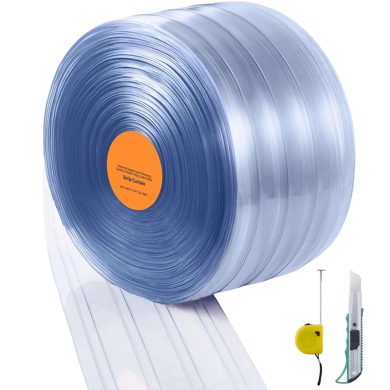 Clear PVC Strip Curtain Roll 150–164 ft Ribbed Door Strips-150 ft x 8 in / GERMANY