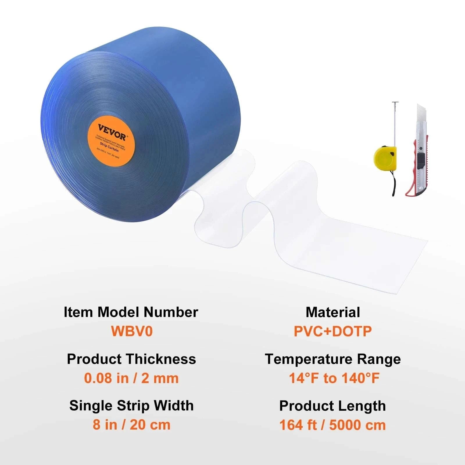 Clear PVC Strip Curtain Roll for Doorways 50–150 ft Heavy Duty-164 ft x 8 in / Poland