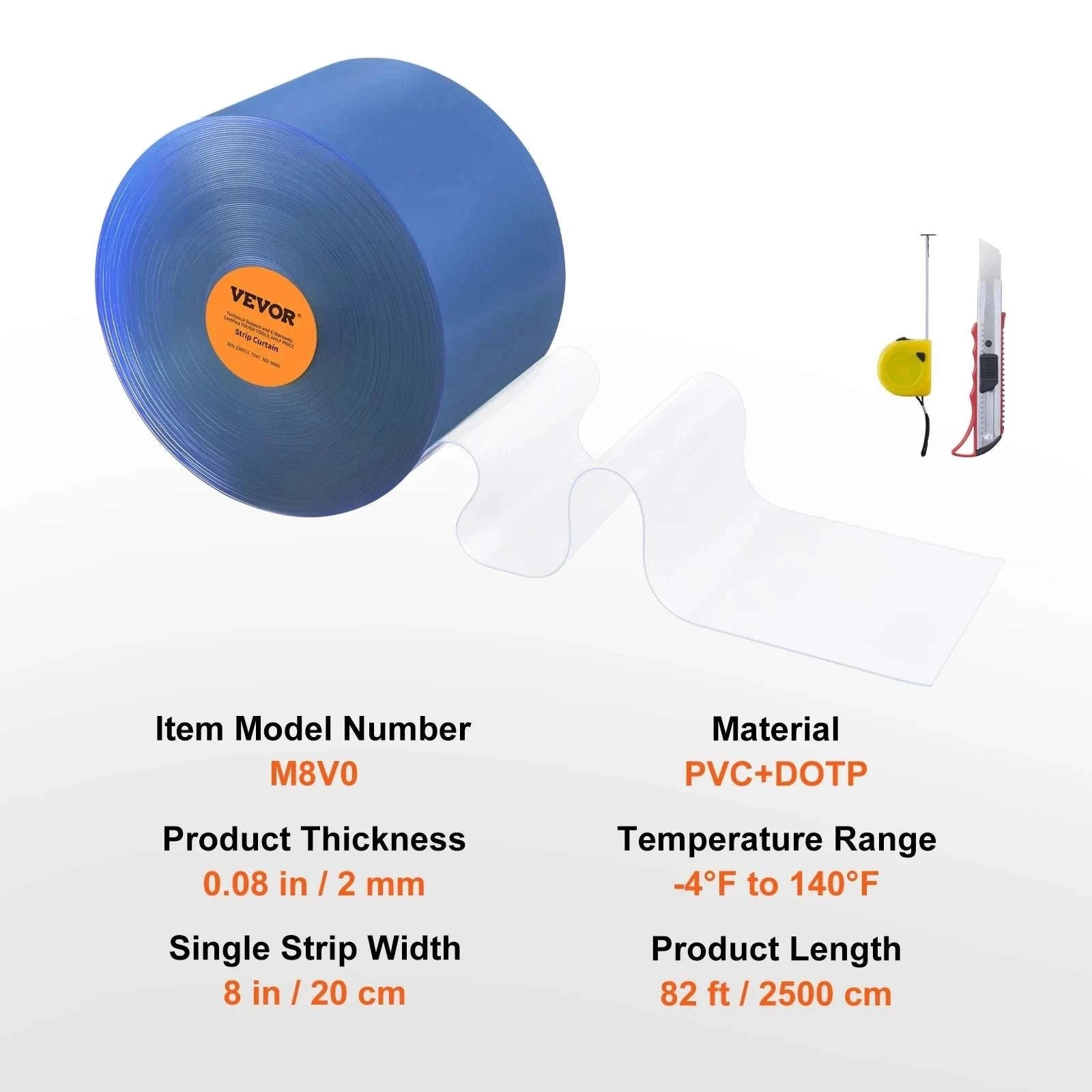 Clear PVC Strip Curtain Roll for Doorways 50–150 ft Heavy Duty-164 ft x 8 in / Poland