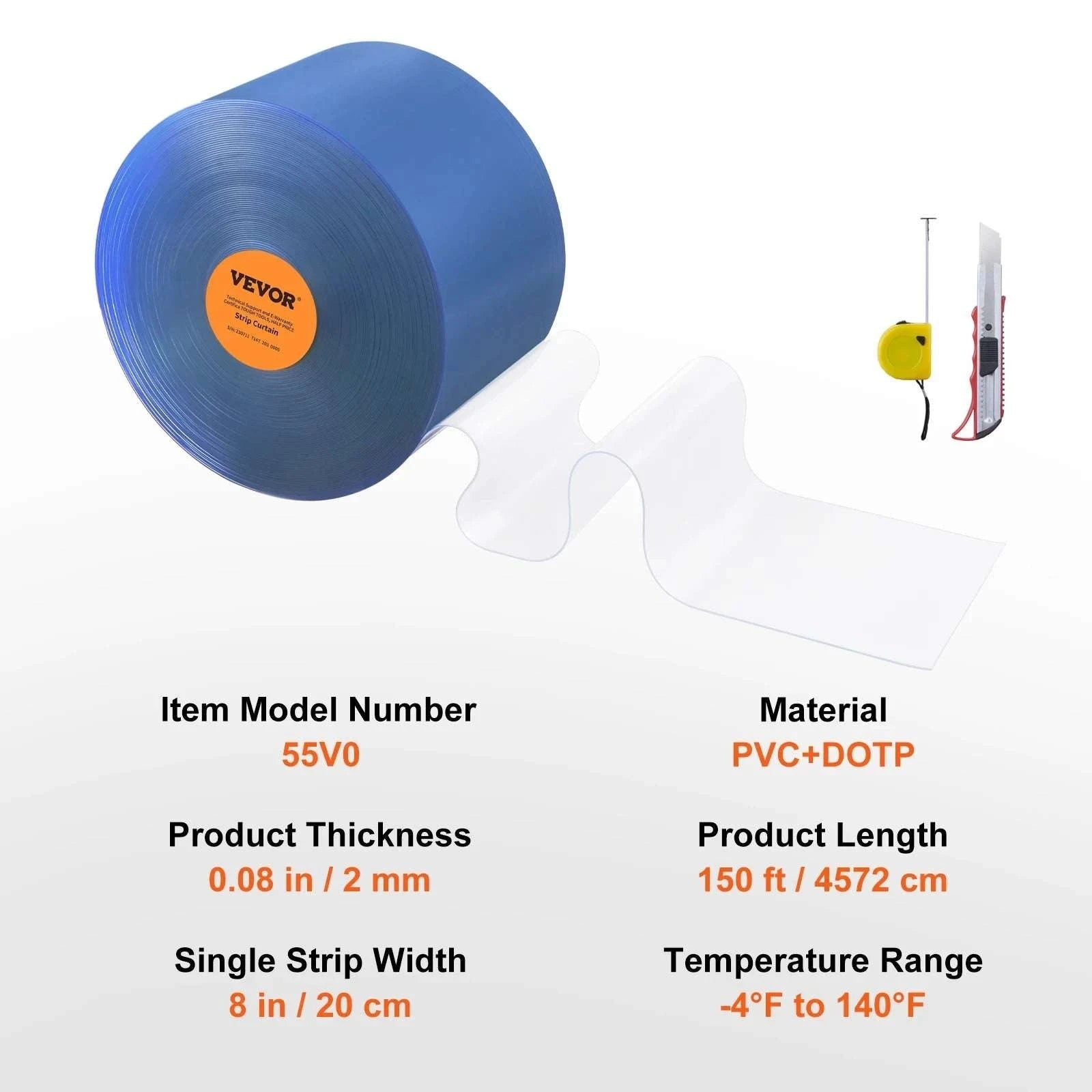 Clear PVC Strip Curtain Roll for Doorways 50–150 ft Heavy Duty-164 ft x 8 in / Poland