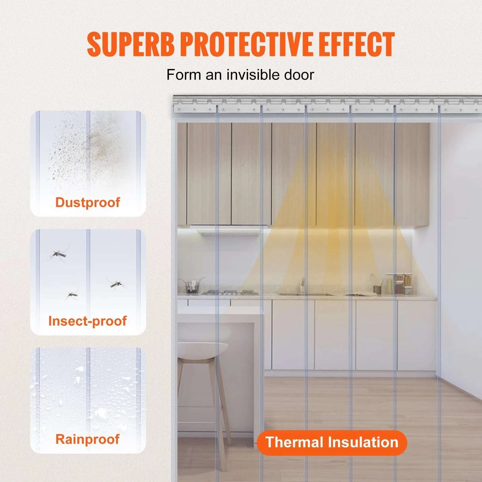Clear PVC Strip Door Curtain 42" x 84" with 50% Overlap-42x84in 7 pcs / spain