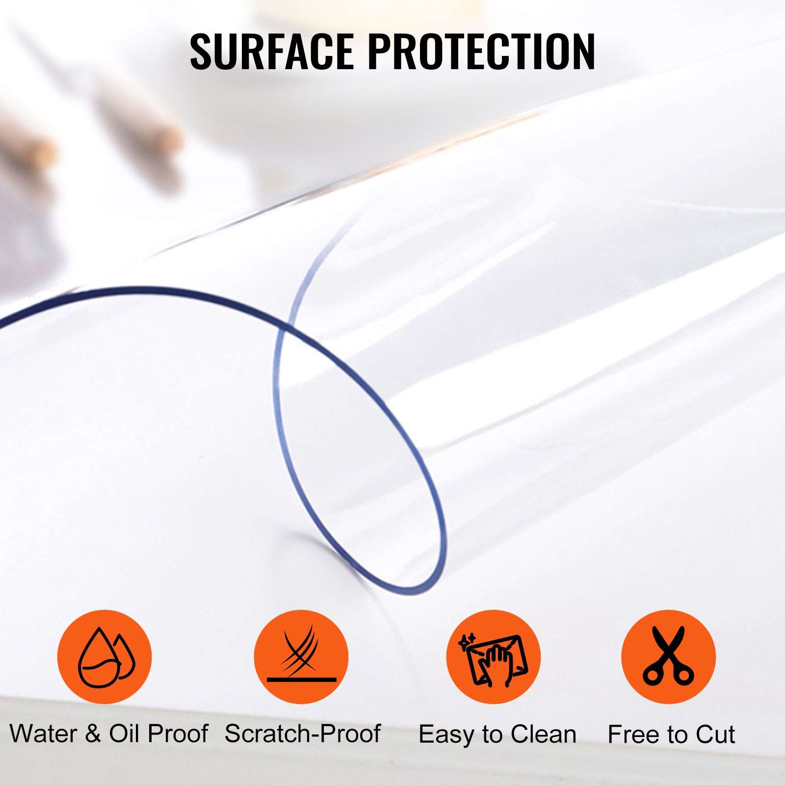 Clear PVC Table Protector Waterproof 1.5mm–2mm Thick Cover-46 x 72 Inch / spain