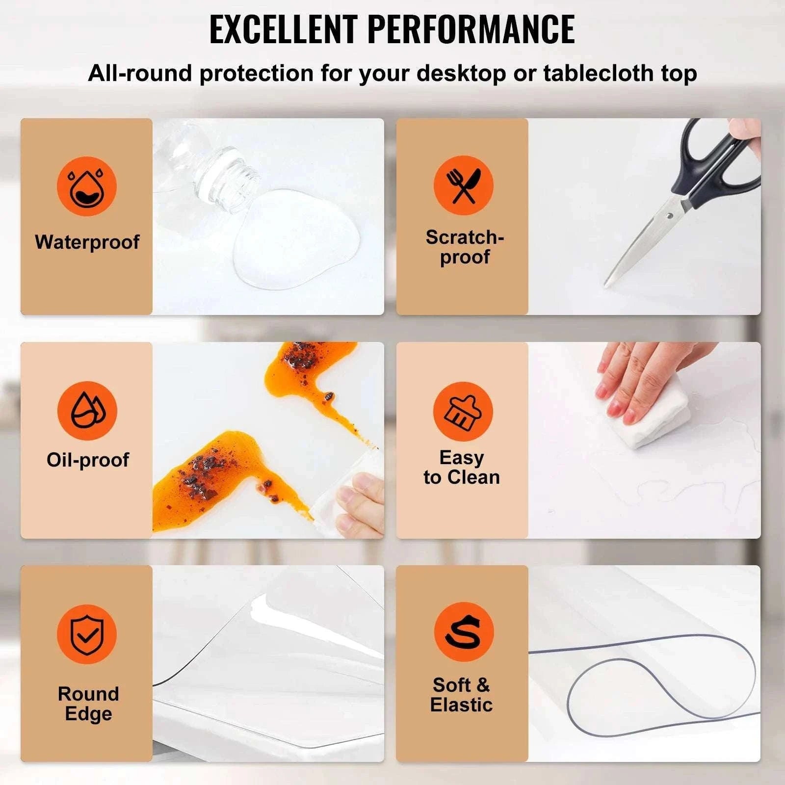 Clear PVC Table Protector Waterproof 1.5mm–2mm Thick Cover-46 x 72 Inch / spain