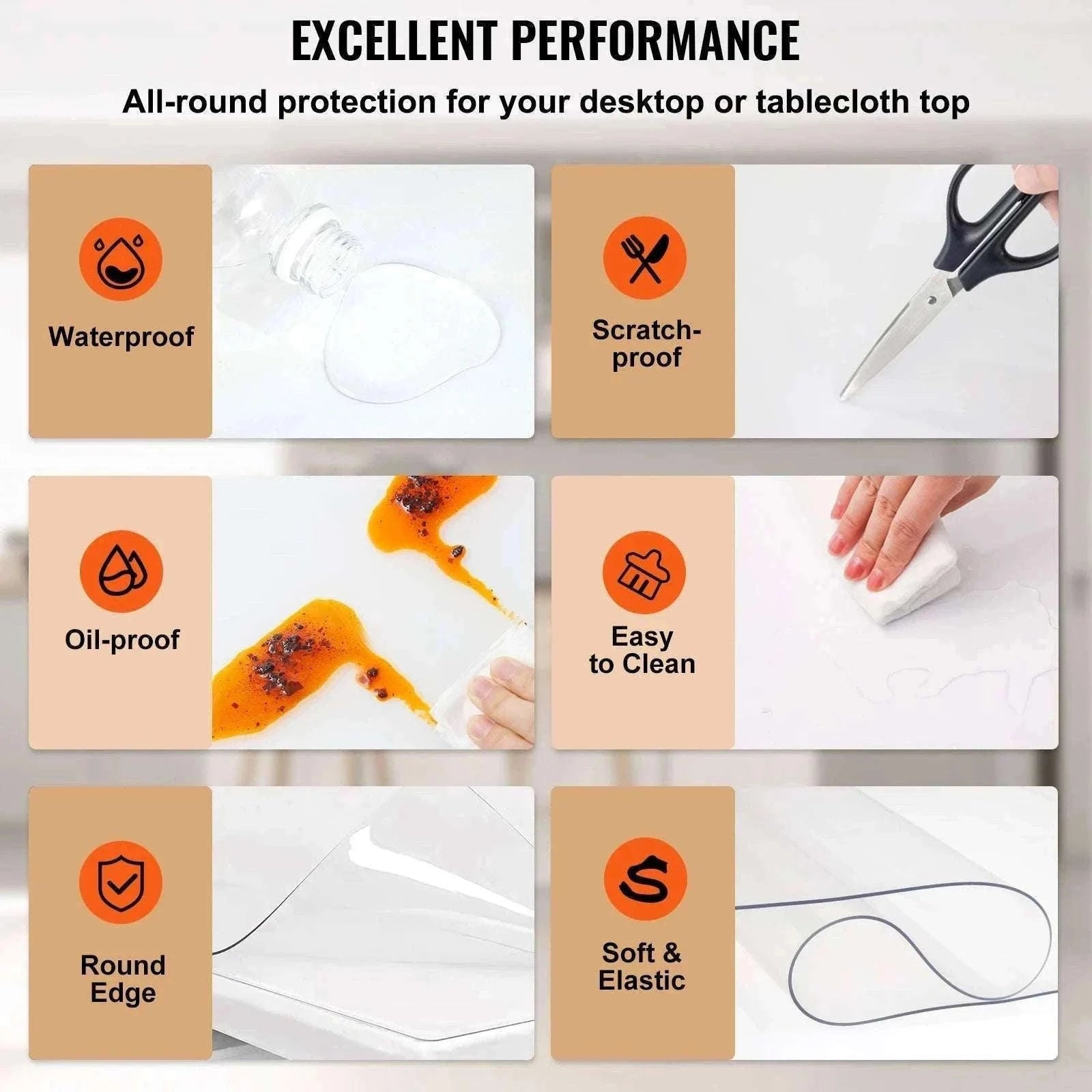 Clear PVC Table Protector Waterproof 1.5mm–2mm Thick Cover-46 x 72 Inch / spain