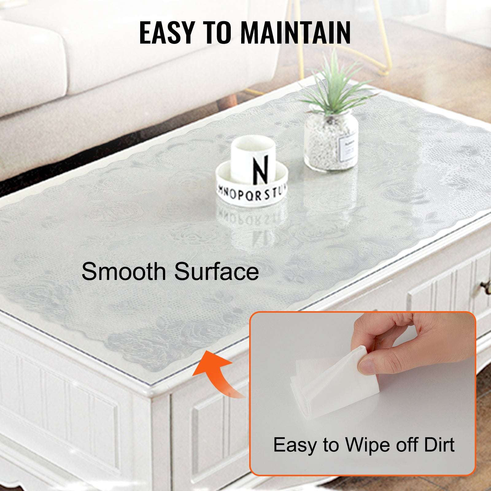Clear PVC Table Protector Waterproof 1.5mm–2mm Thick Cover-46 x 72 Inch / spain