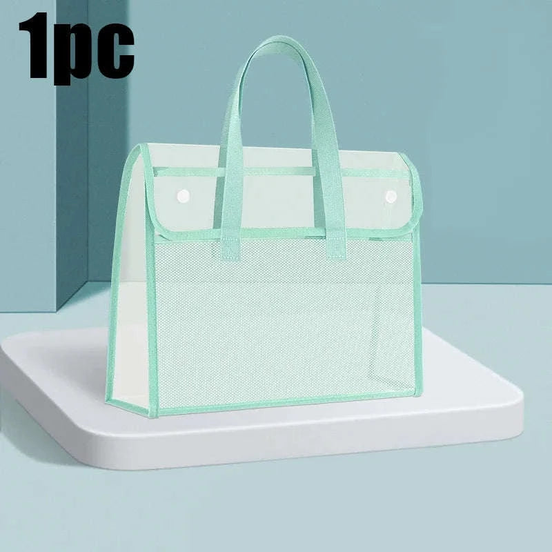 Clear PVC Tote Bag Large Capacity Waterproof with Reinforced Handle-green / United States