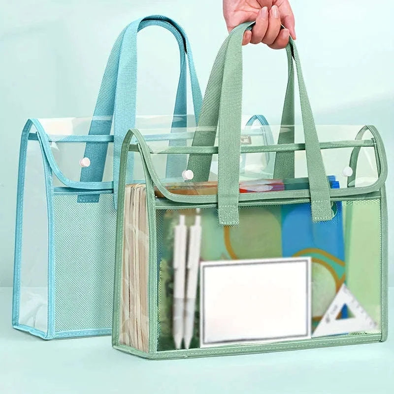 Clear PVC Tote Bag Large Capacity Waterproof with Reinforced Handle-green / United States